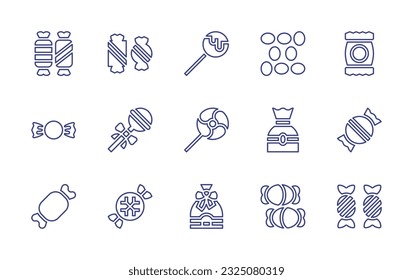 Candy line icon set. Editable stroke. Vector illustration. Containing toffee, lollipop, candy, sweet, candies.