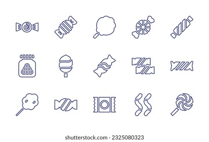 Candy line icon set. Editable stroke. Vector illustration. Containing candy, cotton candy, candies, candy jar, lollipop. 