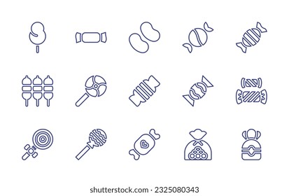 Candy line icon set. Editable stroke. Vector illustration. Containing cotton candy, candy, dango, lollipop, candies.