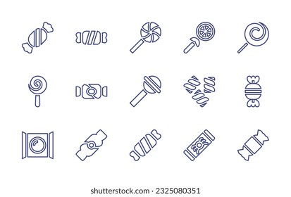 Candy line icon set. Editable stroke. Vector illustration. Containing candy, lollipop, marshmallow.