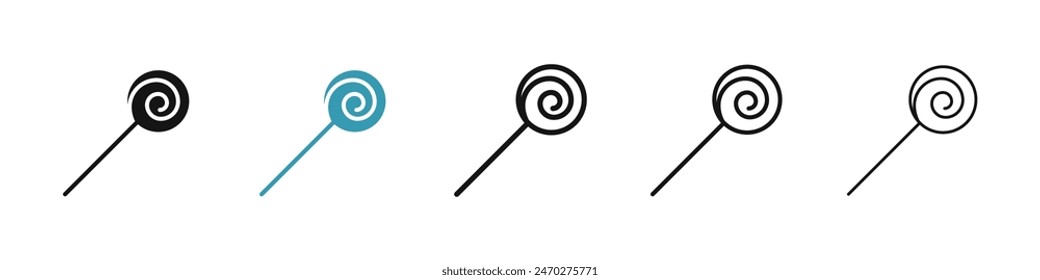 Conjunto de iconos de línea de caramelo. Vector de lollipop. signo de lollipop de sucker para diseños de UI.