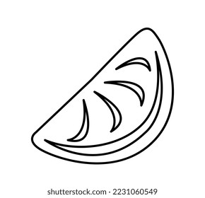 Candy line icon. Slice of orange or lemon, citrus sweet fruit. Symbol of tropical and exotic countries, hot weather and summer season. Minimalist creativity and art. Cartoon flat vector illustration