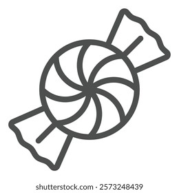 Candy line icon, sweets candies concept. Vector graphics. Sweet candy with spiral wrapping paper sign on white background, outline style icon for mobile or web design