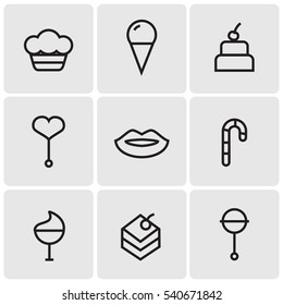 Candy line icons on grey