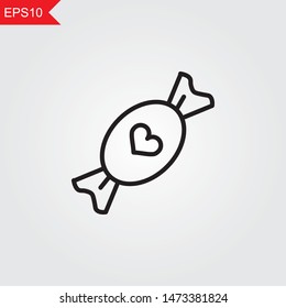 Candy line thin icon on grey background. Vector illustration eps10.