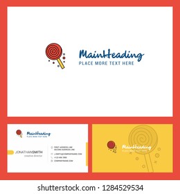 Candy  Logo design with Tagline & Front and Back Busienss Card Template. Vector Creative Design