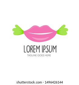 Candy logo with a lip concept vector