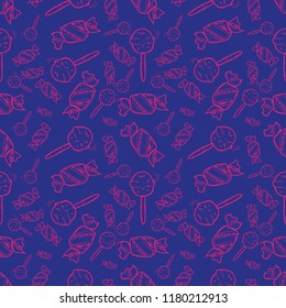 candy and lolipop doodle halloween pattern seamless