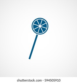 Candy Lollipop Blue Flat Icon On White Background