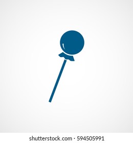 Candy Lollipop Blue Flat Icon On White Background