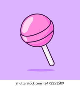 Candy Lollipop Ilustración de Vector de dibujos animados. Concepto de ícono de objeto alimenticio Vector aislado de Premium. Estilo plano de dibujos animados