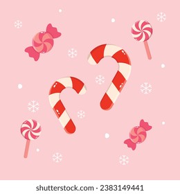 Candy and lollipop for Christmas and New Year. vector illustration