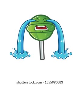 candy lollipop cute chibi cry cartoon mascot vector illustration