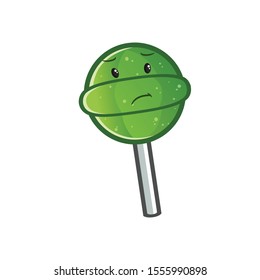 candy lollipop cute chibi sad cartoon mascot vector illustration