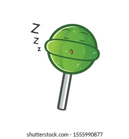 candy lollipop cute chibi sleep cartoon mascot vector illustration