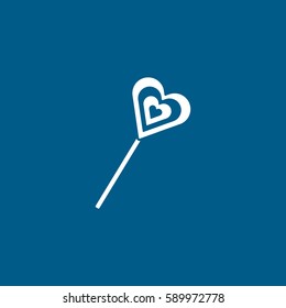Candy Lollipop Flat Icon On Blue Background