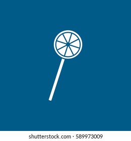 Candy Lollipop Flat Icon On Blue Background