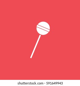 Candy Lollipop Flat Icon On Red Background