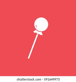 Candy Lollipop Flat Icon On Red Background