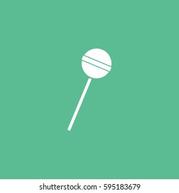 Candy Lollipop Flat Icon On Green Background