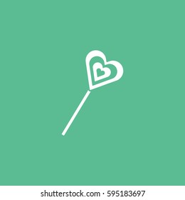 Candy Lollipop Flat Icon On Green Background