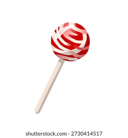 Chupete de caramelo en estilo plano para dulces del día de San Valentín. Perfecto para diseños lindos, imágenes festivas e ilustraciones de dulces románticos.