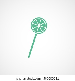 Candy Lollipop Green Flat Icon On White Background
