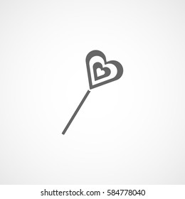 Candy Lollipop Heart Flat Icon On White Background