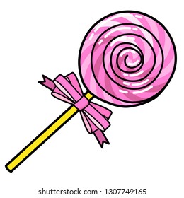 Candy, Lollipop icon. Line art. White background. Social media icon. Business concept. Sign, symbol, web element. Tattoo template. Website pictogram.