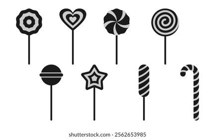 candy lollipop icon set vector illustration isolated on white background.