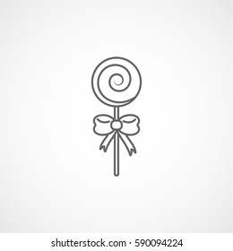 Candy Lollipop Line Icon On White Background