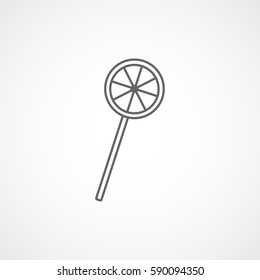 Candy Lollipop Line Icon On White Background