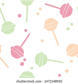 Candy lollipop on a stick, handdrawn pattern on white background