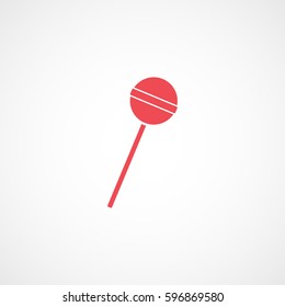 Candy Lollipop Red Flat Icon On White Background