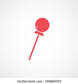 Candy Lollipop Red Flat Icon On White Background
