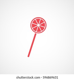 Candy Lollipop Red Flat Icon On White Background