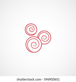 Candy Lollipop Red Line Icon On White Background