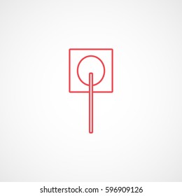 Candy Lollipop Red Line Icon On White Background
