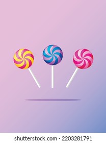 Candy lollipop sticks vector illustration