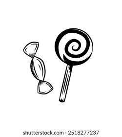 Candy And Lollipop Vector Icon