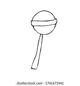 Candy Lollipop. Vector illustration in Doodle style, isolated on a white background, for coloring books and scrapbooking, theme design