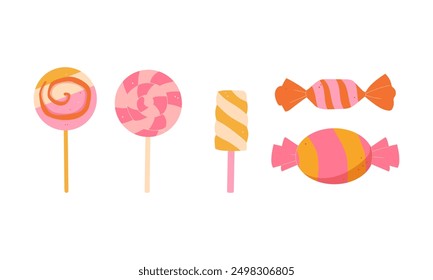 candy and lollipop vector set