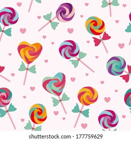 Candy lollipops seamless pattern background