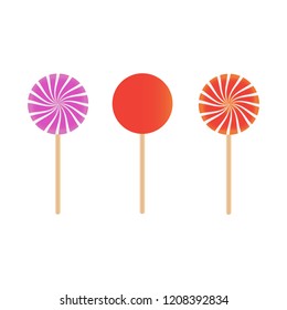 Candy lollipops vector. Sweet sugar candy stick