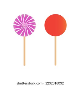 Candy lollipops vector. Sweet sugar candy stick