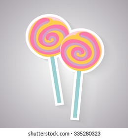 candy Lolly vector icon with long shadow