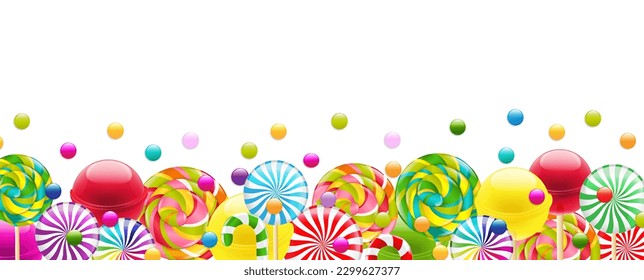 Candy And Lollypop With White Background With Gradient Mesh, Vector Illustration