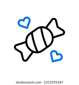 Candy love icon duocolor blue black style valentine illustration vector element and symbol perfect.