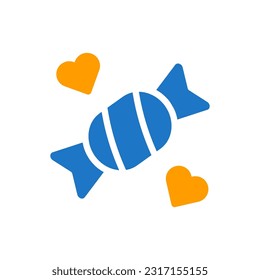 Candy love icon solid blue orange style valentine illustration vector element and symbol perfect.