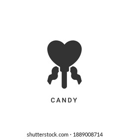 ilustración vectorial de icono de amor de caramelo. diseño de glifos de icono de amor de caramelo.